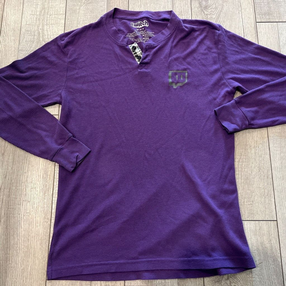 Rare Official Twitch Logo Purple Thermal Long Sleeve Shirt Cotton Blend Size Med